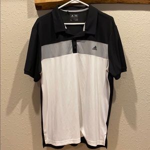 Mens adidas golf shirt size L- black grey white